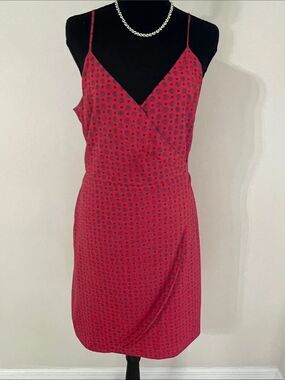 J.Crew Dress Size 6 Red Floral Wrap Slip Dress Tie Waist Spaghetti Strap 2016